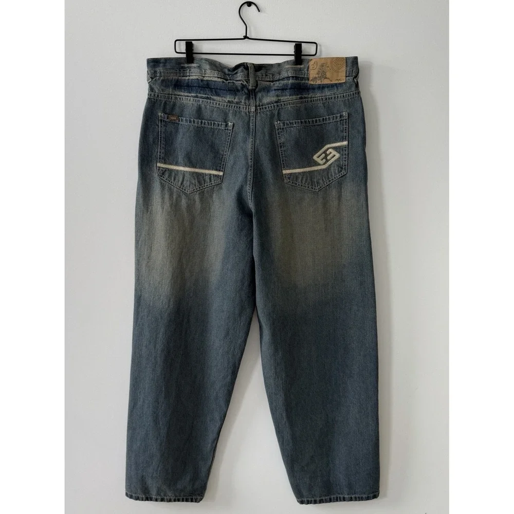 Enyce Jeans Mens 44x34 Vintage Y2K Skater Baggy Wide Embroidered Hip Hop